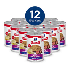 Hill's Science Diet Adult 7+ beef & barley entrée served in a bowl for older dogs