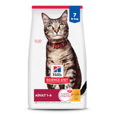 Hill's Science Diet cat food bag front shows chicken recipe supports adult energy.