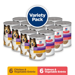 Hill's Science Diet chicken and vegetable can close-up supporting easy digestion.
