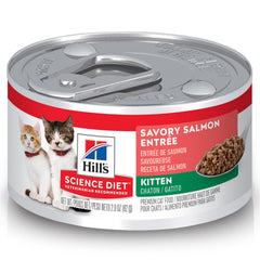 Hill's Science Diet Kitten Salmon can closeup highlighting premium protein for growth