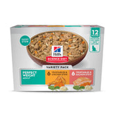 Hill's Science Diet Perfect Weight variety-pack front packaging showing two flavors for weight management.