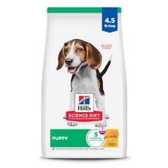 Hill's Science Diet Puppy chicken and brown rice kibble in a resealable bag for growing puppies