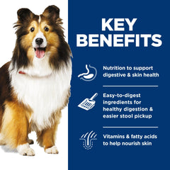 Hill's Science Diet salmon and vegetable can close-up supporting healthy skin and coat.