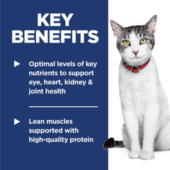 Hill's Science Diet Senior 11+ natural ingredients bag conveys trusted nutrition for aging cats.