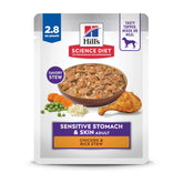Hill's Science Diet Sensitive Stomach & Skin pouch packaging for easy daily feeding