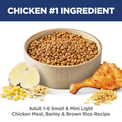 Hill's Science Diet small kibble close-up indicates easy-to-chew size for tiny breeds