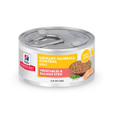 Hill's Science Diet Urinary Hairball Wet Cat Food Salmon-Vegetables Stew front view shows adult cat meal