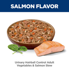 Hill's Science Diet Urinary Hairball Wet Cat Food Salmon-Vegetables Stew serving bowl