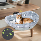 Himake Cat Desk Bed with glow-in-dark fabric for cozy nighttime lounging.