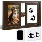 Himake dog picture frame with rotating dual design for paw print and photo