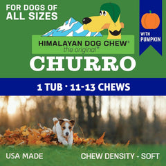 Himalayan Dog Chew Churro pumpkin 6 inch close up showing aroma and texture