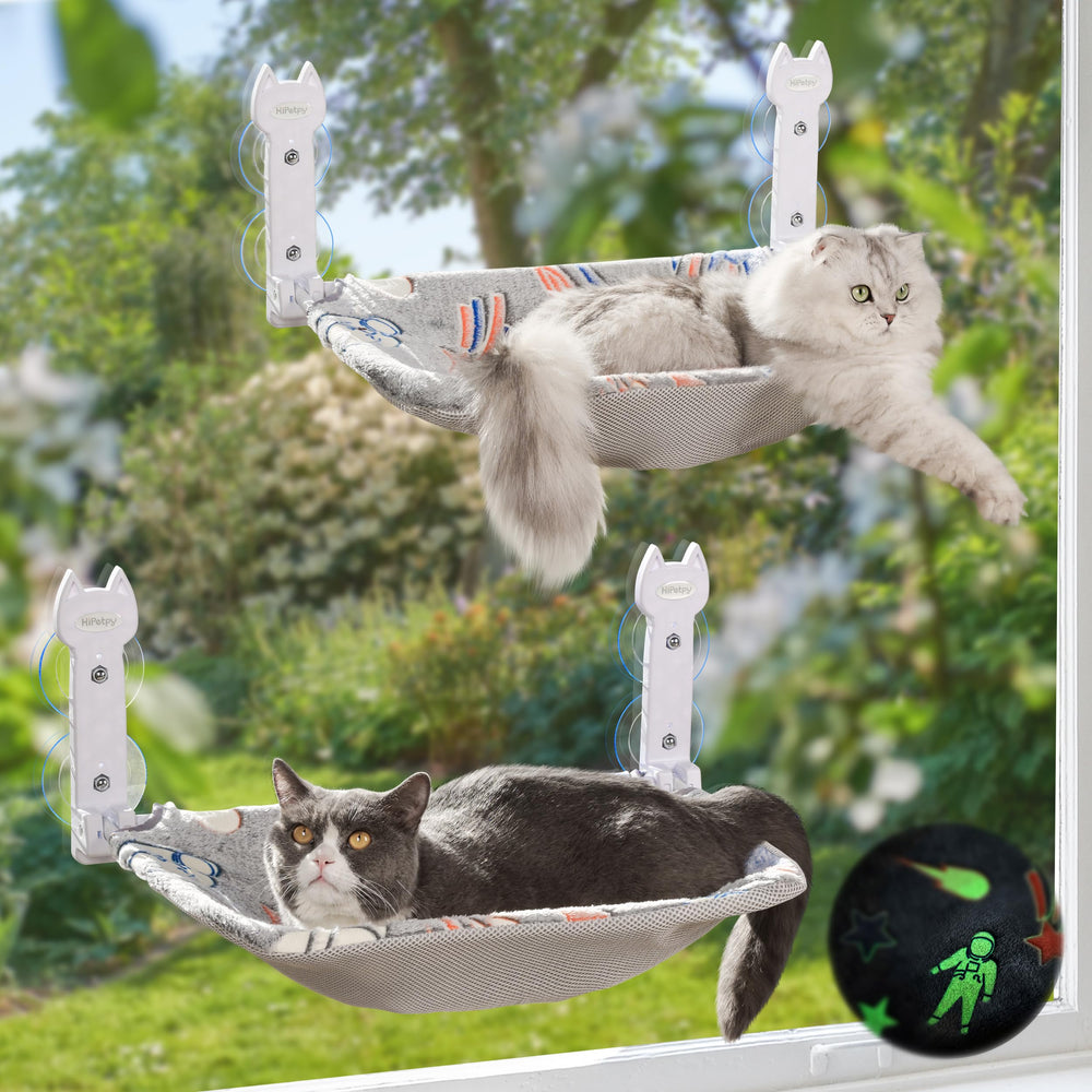 HiPetpy window perch glow in the dark for easy nighttime lounging.