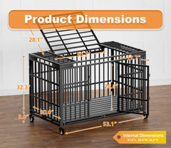 HMHTCT indestructible dog kennel front and top doors for versatile access.