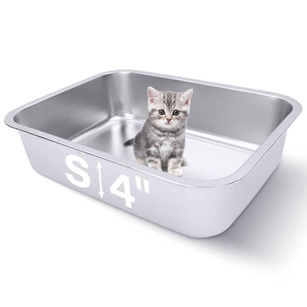 HNeekyr small stainless steel litter box with open top for easy access.