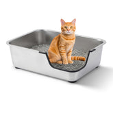 HNeekyr stainless steel cat litter box low-entry design for easy access.