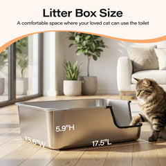 HNeekyr stainless steel cat litter box reinforced edges for safe handling.