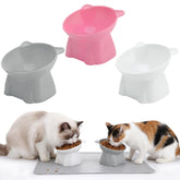 Hoemwarm elevated cat bowls with a 15-degree tilt for comfortable eating.