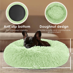 Hoewina donut bed green side closeup showing plush fabric texture