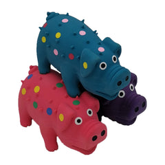 Hoiasem mini latex dog toy with pig squeaker for playful fetch and mental engagement.