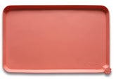 Hoki Found waterproof pet feeding mat with high lip, 19x12, protects floors from spills.