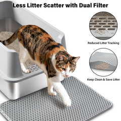 Holintan litter box anti-leak lip contains urine and prevents seepage.