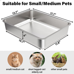 Holintan metal litter box with non-stick surface for fast, hassle-free cleaning