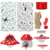 Hollima 9P 3D Jumping Spider red mushroom platforms enhance enclosure aesthetics and resting spots.