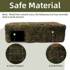 Hollima Mossy Cave Hide yellow detail highlights vibrant, nature-inspired shelter.