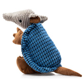 Hollypet Armadillo plush squeaky toy for dogs, blue, engages with a fun, low-pitched grunt cue.