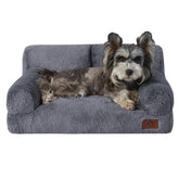 Hollypet Fluffy Bed front view with plush gray upholstery for cozy naps.