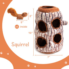 Hollypet squirrels hidden in wool pile showing secret pop-out toys