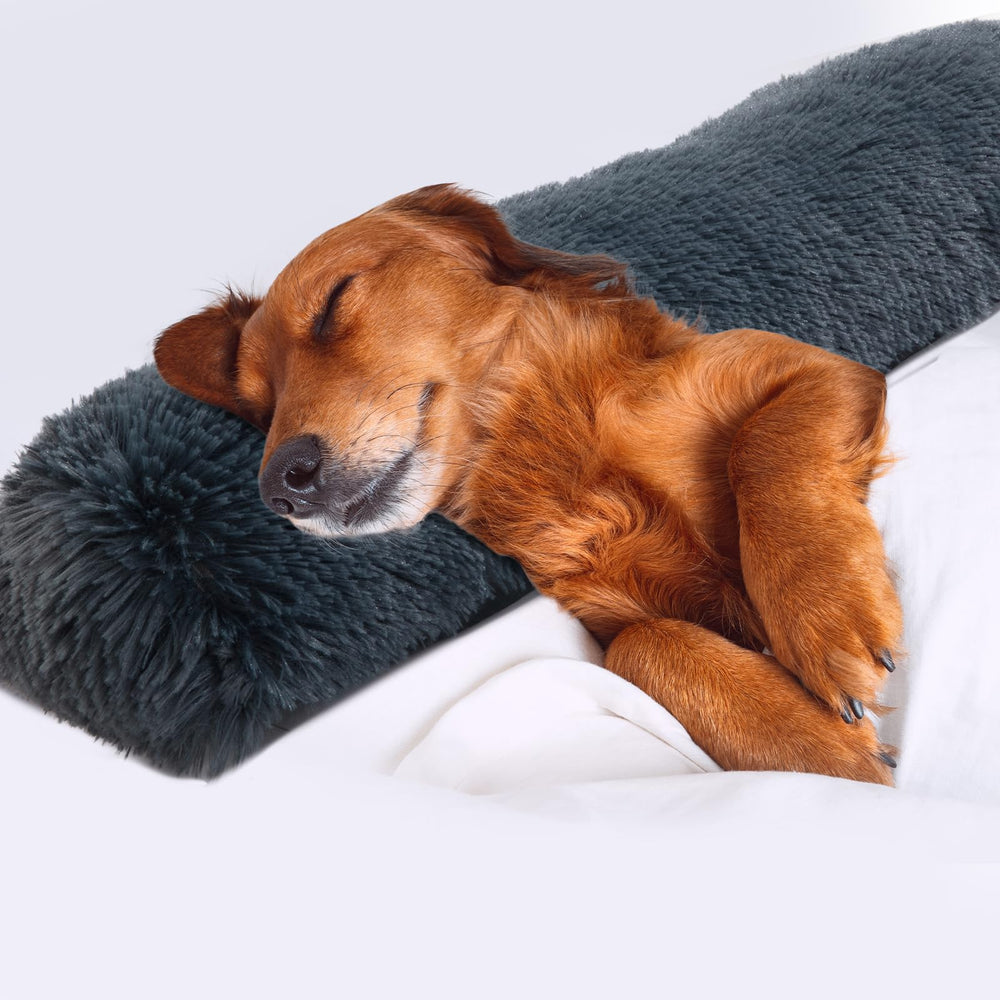 HOMBYS 25inch dog pillow front view with soft faux fur for plush support.