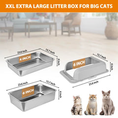 Homegroove XL stainless steel litter box lid provides extra privacy and odor containment.