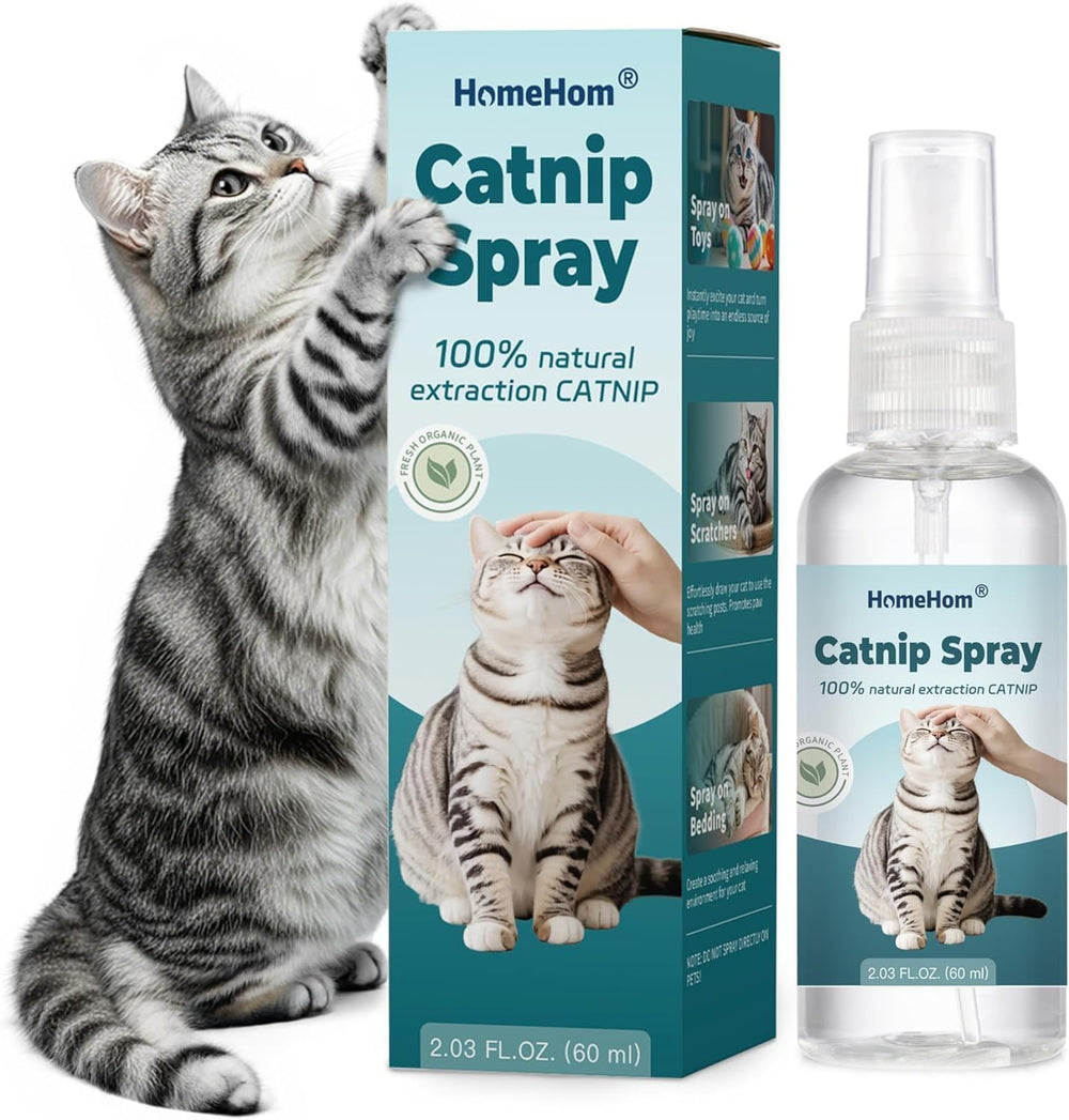 HomeHom Catnip Spray bottle dispensing for mess-free application and quick play