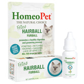 HomeoPet Feline Hairball Drops bottle showing natural formula for cat relief