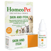 HomeoPet Skin and Itch bottle pour aids easy dosing for pet itch relief.