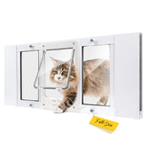 Homepedia full-size window door with aluminum frame enabling easy cat access through sliding windows.