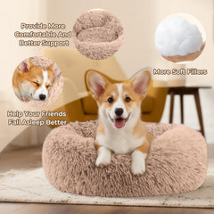 Homeuslynn Calming Donut Bed camel non-slip bottom keeps indoor pets secure.