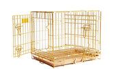 Homey Pet 24in gold folding dog crate with double doors for secure transport