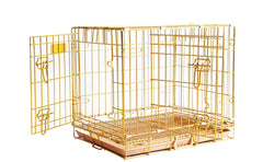 Homey Pet 24in gold folding dog crate with double doors for secure transport