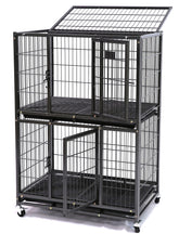 Homey Pet 31-Inch Two-Tier crate side view shows stable confinement for small dogs.
