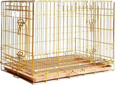 Homey Pet Copper Gold Dog Crate front view with easy access and premium finish