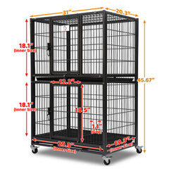 Homey Pet two-tier crate front-door view demonstrates easy access and secure locking.