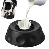 Homgaty dog licking bowl with rolling ball demonstrates slow feeding in action.