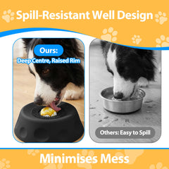 Homgaty dog licking bowl slow-feeder setup promotes mindful eating.