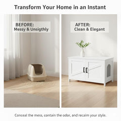 Homhedy furniture-style enclosure doubles as a chic end table