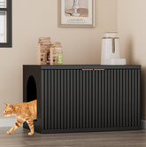 Homhedy cat litter box enclosure with fluted front panels for stylish odor containment.