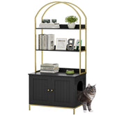 Homhedy cat litter box enclosure front view with discreet setup and tidy appearance.