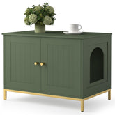 Homhedy cat litter box enclosure front view shows hidden litter and modern style.