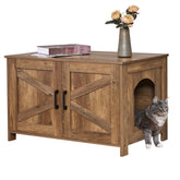 Homhedy cat litter box enclosure front view shows rustic walnut finish and privacy